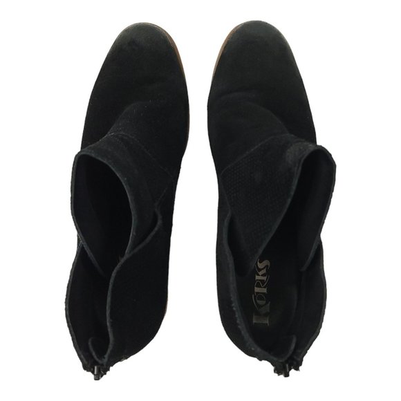 Korks Distressed Suede Leather 10 Ankle Boot Back Zip Low Heel Shoe Black Q48909 - Picture 6 of 12